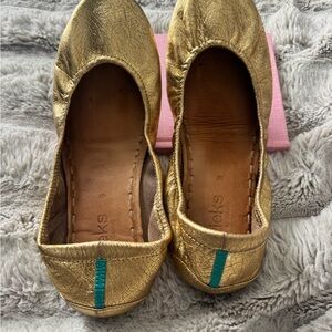 Tieks Golden Glitz Flats with Teal Detail